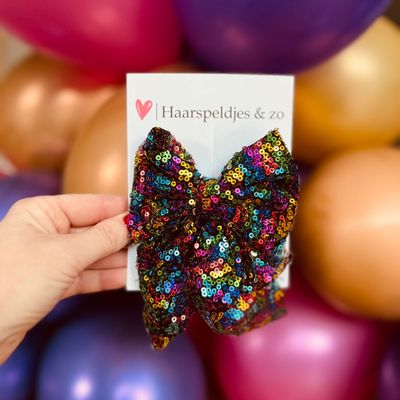 Haarstrik - pailletten - multicolour - groot - french barrette - kerst - glimmend - feestdagen