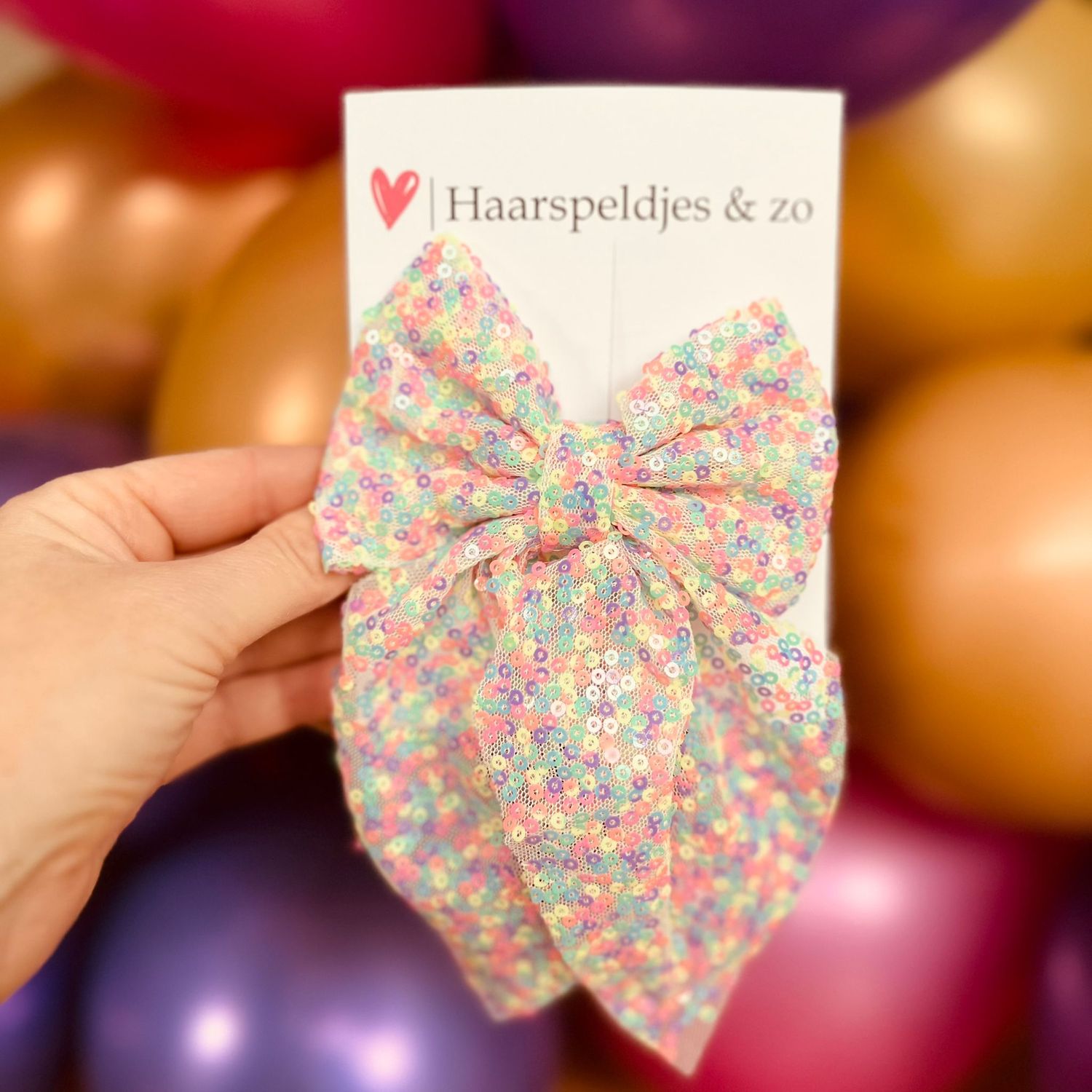 Haarstrik - pailletten - multicolour - groot - french barrette - kerst - glimmend - feestdagen