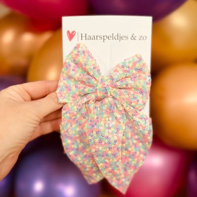 Haarstrik - pailletten - multicolour - groot - french barrette - kerst - glimmend - feestdagen