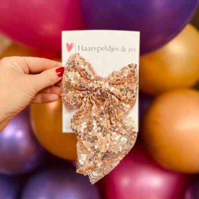 Haarstrik - pailletten - goud - groot - french barrette - kerst - glimmend - feestdagen