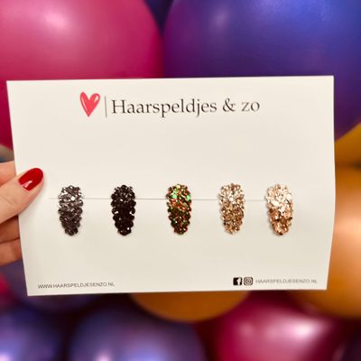 Haarspeldjes Liz glitters - klikklak - kerst - feestdagen - glimmend - 3 cm speldjes - goud/zwart