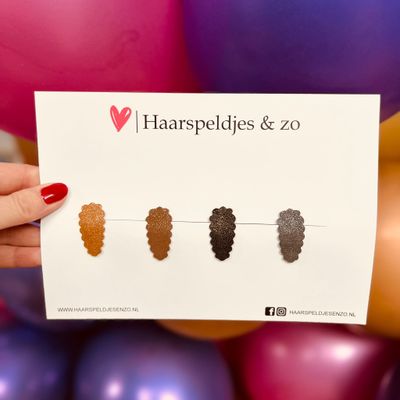 Haarspeldjes Liz glitters - klikklak - kerst - feestdagen - glimmend - 3 cm speldjes - bruin/zwart