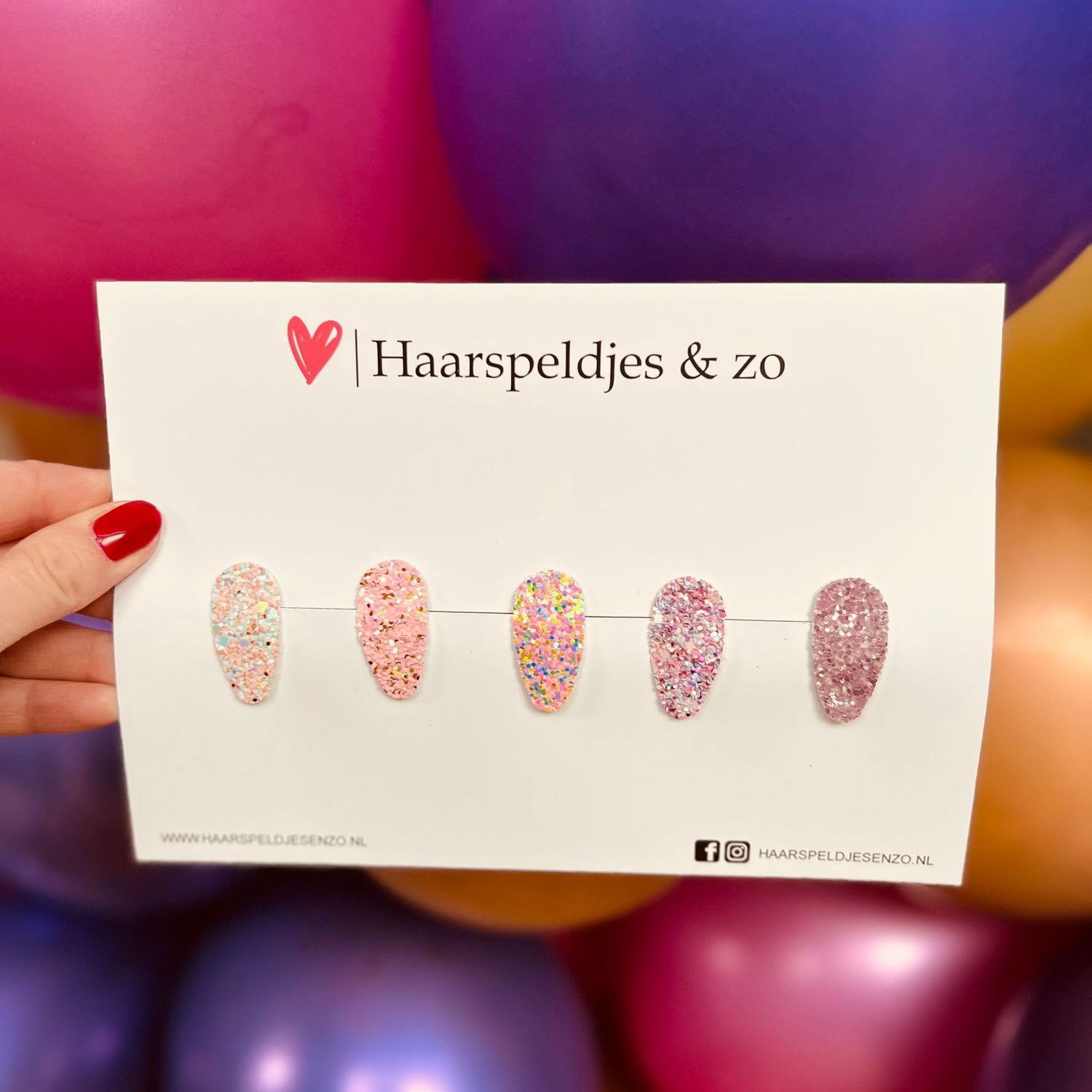 Haarspeldjes Lott glitters - klikklak - kerst - feestdagen - glimmend - 3 cm speldjes - roze