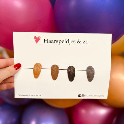 Haarspeldjes Lott glitters - klikklak - kerst - feestdagen - glimmend - 3 cm speldjes - bruin/zwart