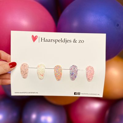 Haarspeldjes Lott glitters - klikklak - kerst - feestdagen - glimmend - 3 cm speldjes - roze