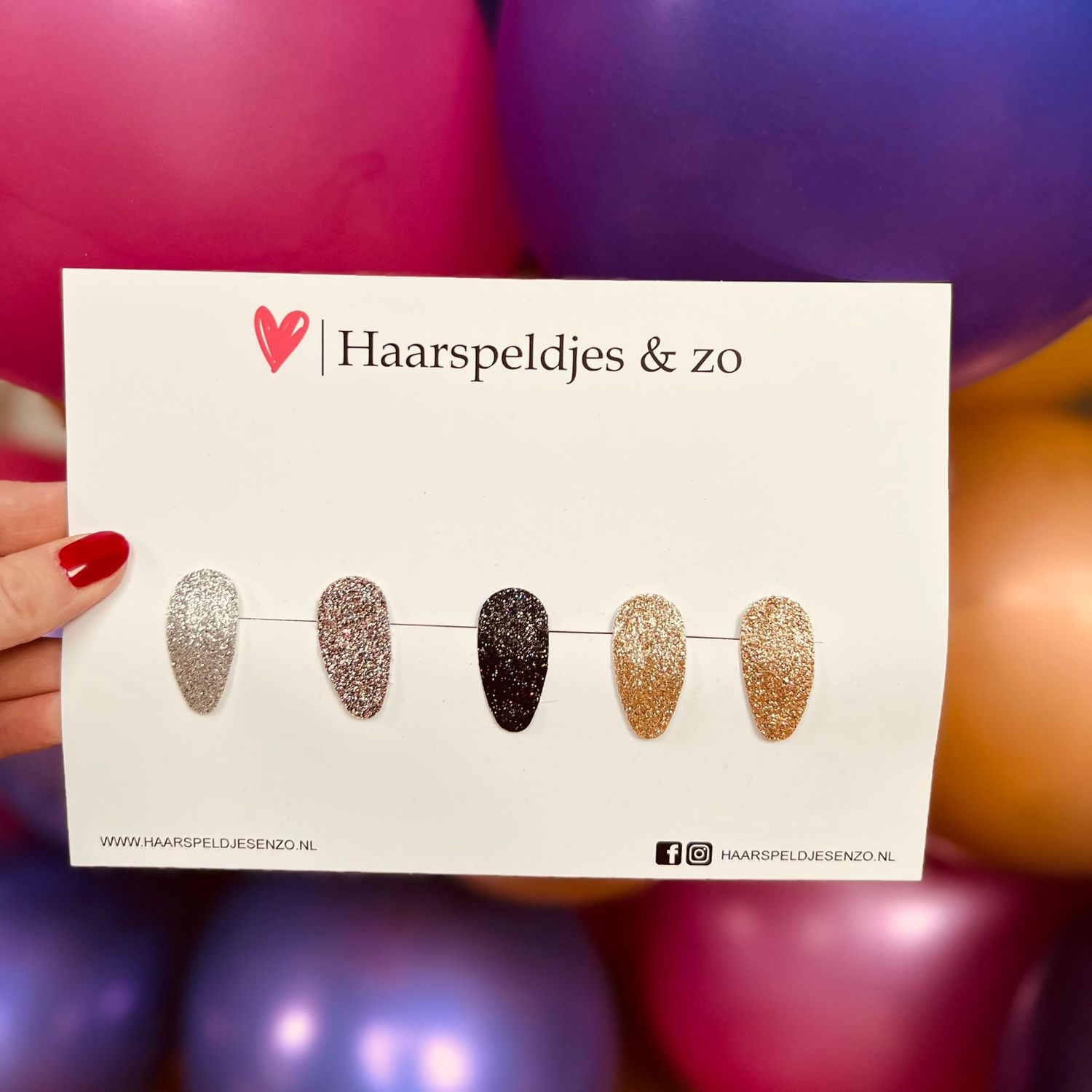Haarspeldjes Lott glitters - klikklak - kerst - feestdagen - glimmend - 3 cm speldjes - zilver/zwart/goud