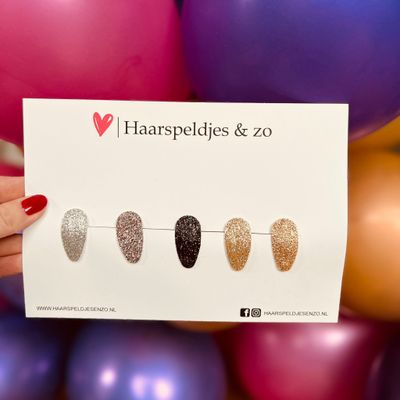 Haarspeldjes Lott glitters - klikklak - kerst - feestdagen - glimmend - 3 cm speldjes - zilver/zwart/goud