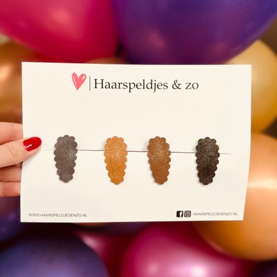Haarspeldjes Liz glitters - klikklak - kerst - feestdagen - glimmend - 4 cm speldjes - goud/zwart