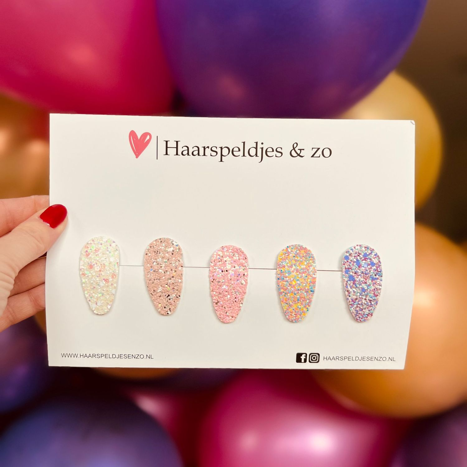Haarspeldjes Lott glitters - klikklak - kerst - feestdagen - glimmend - 4 cm speldjes - roze