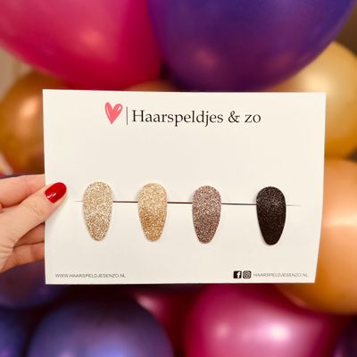 Haarspeldjes Lott glitters - klikklak - kerst - feestdagen - glimmend - 4 cm speldjes - goud/zwart