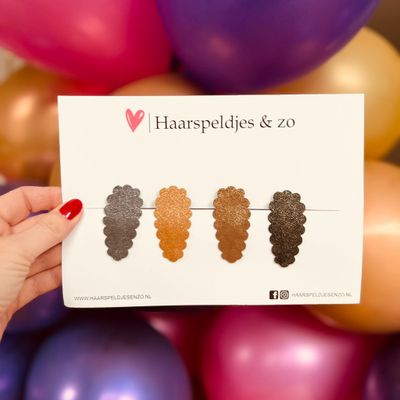 Haarspeldjes Liz glitters - klikklak - kerst - feestdagen - glimmend - 5 cm speldjes - bruin/zwart