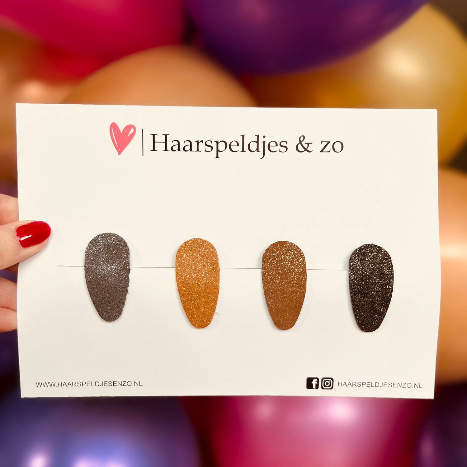 Haarspeldjes Lott glitters - klikklak - kerst - feestdagen - glimmend - 5 cm speldjes - bruin/zwart