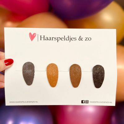 Haarspeldjes Lott glitters - klikklak - kerst - feestdagen - glimmend - 5 cm speldjes - bruin/zwart