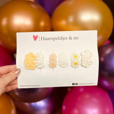 Haarspeldje antislip - baby&#39;s - kinderen - meisjes - mix - sterretjes - hartjes - bloemetjes - wit/geel