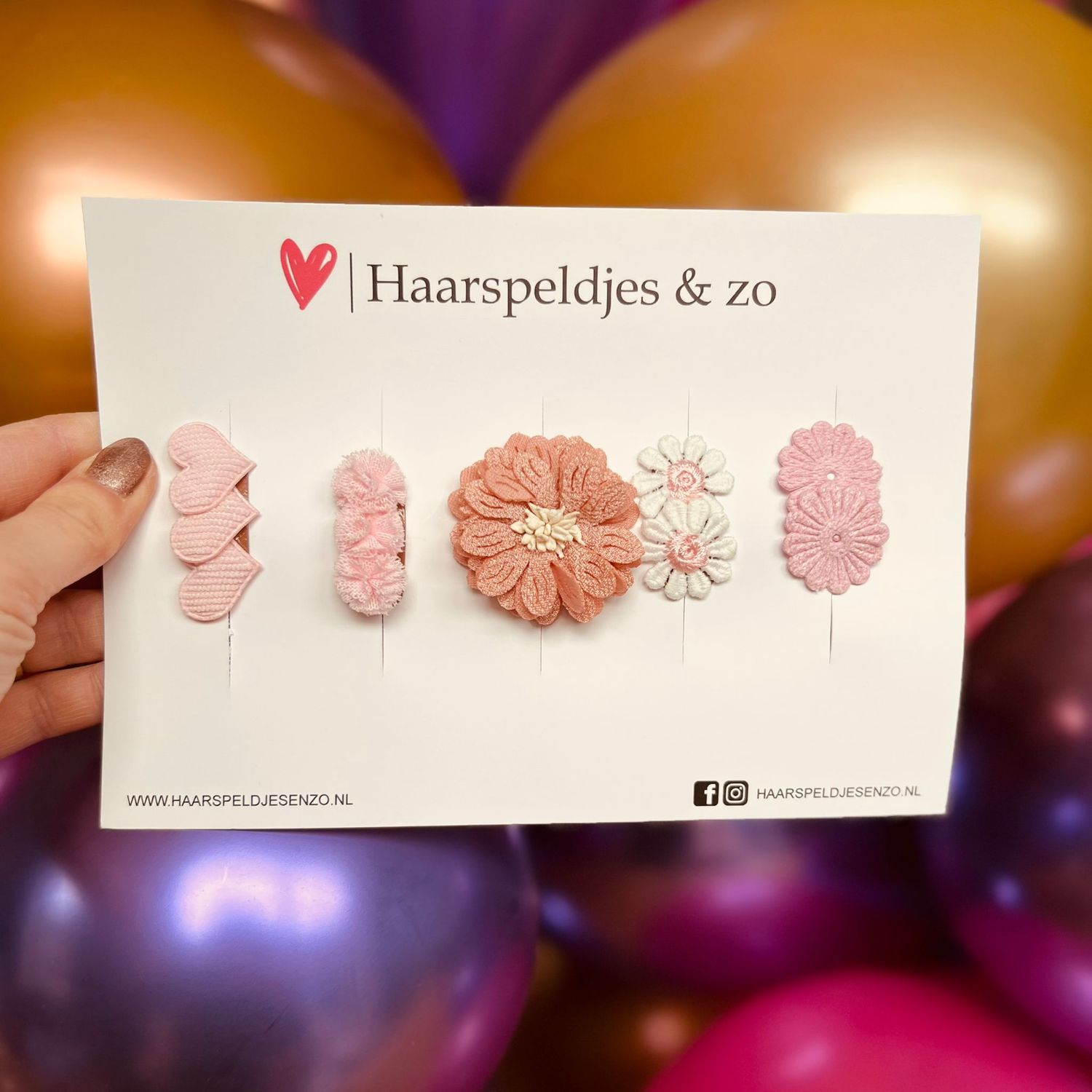 Haarspeldje antislip - baby&#39;s - kinderen - meisjes - mix - sterretjes - hartjes - bloemetjes - roze
