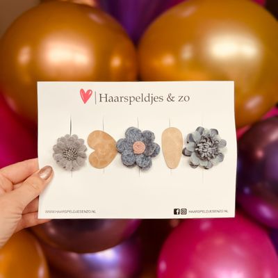 Haarspeldje antislip - baby&#39;s - kinderen - meisjes - mix - sterretjes - hartjes - bloemetjes - blauw