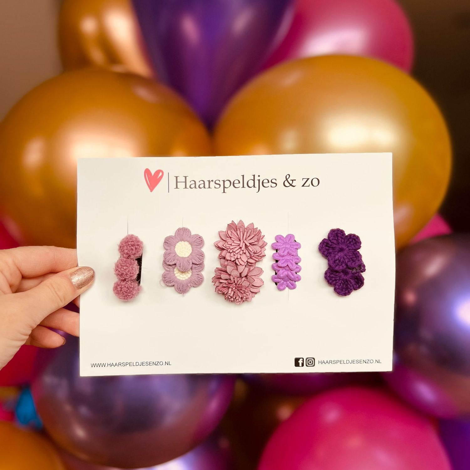 Haarspeldje antislip - baby&#39;s - kinderen - meisjes - mix - sterretjes - hartjes - bloemetjes - paars