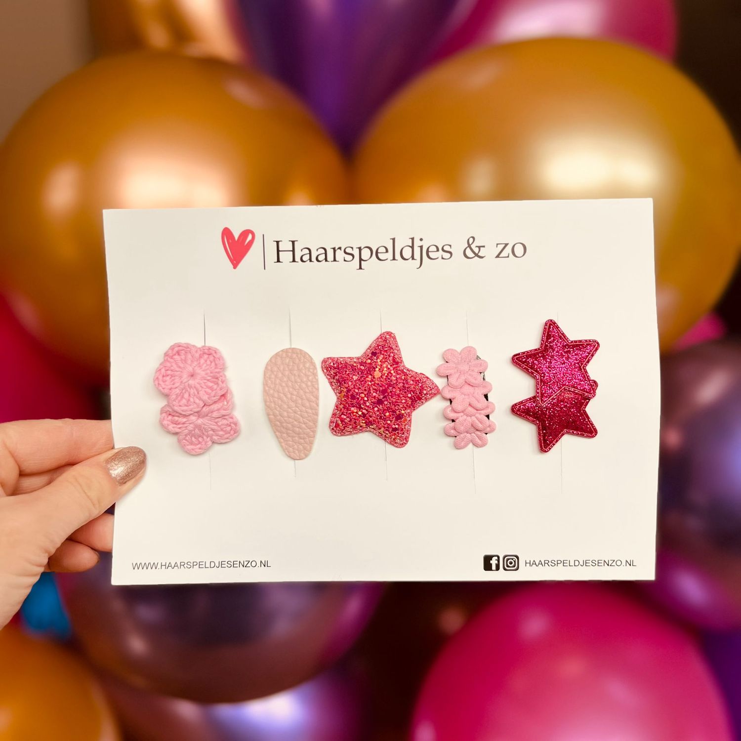 Haarspeldje antislip - baby&#39;s - kinderen - meisjes - mix - sterretjes - hartjes - bloemetjes - roze