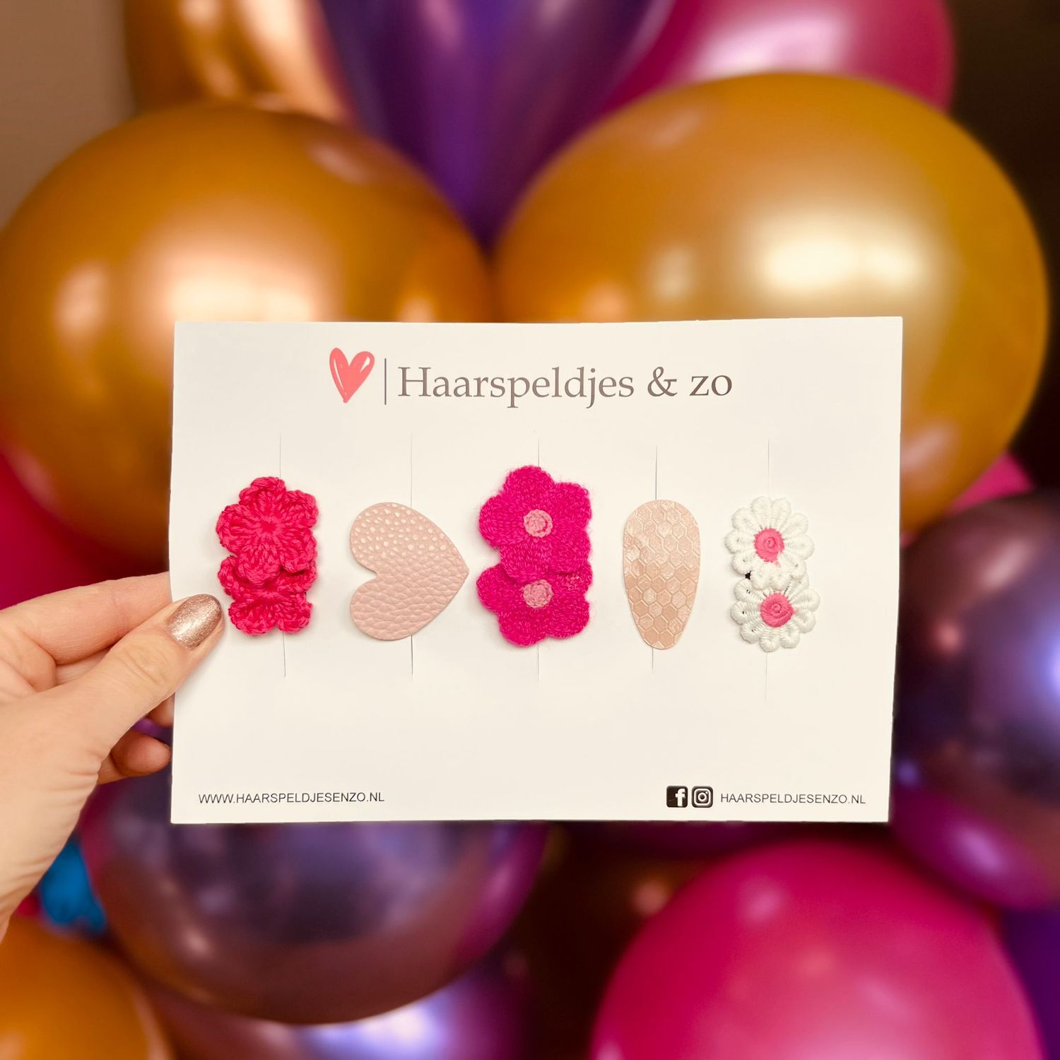Haarspeldje antislip - baby&#39;s - kinderen - meisjes - mix - sterretjes - hartjes - bloemetjes - roze