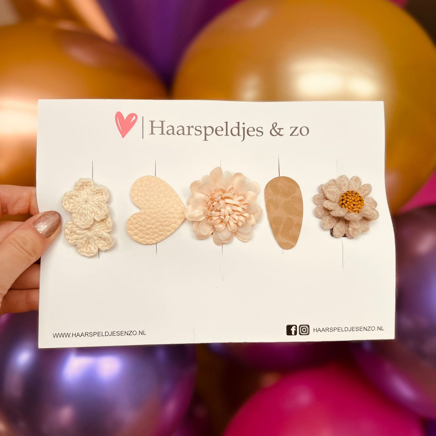 Haarspeldje antislip - baby&#39;s - kinderen - meisjes - mix - sterretjes - hartjes - bloemetjes - beige