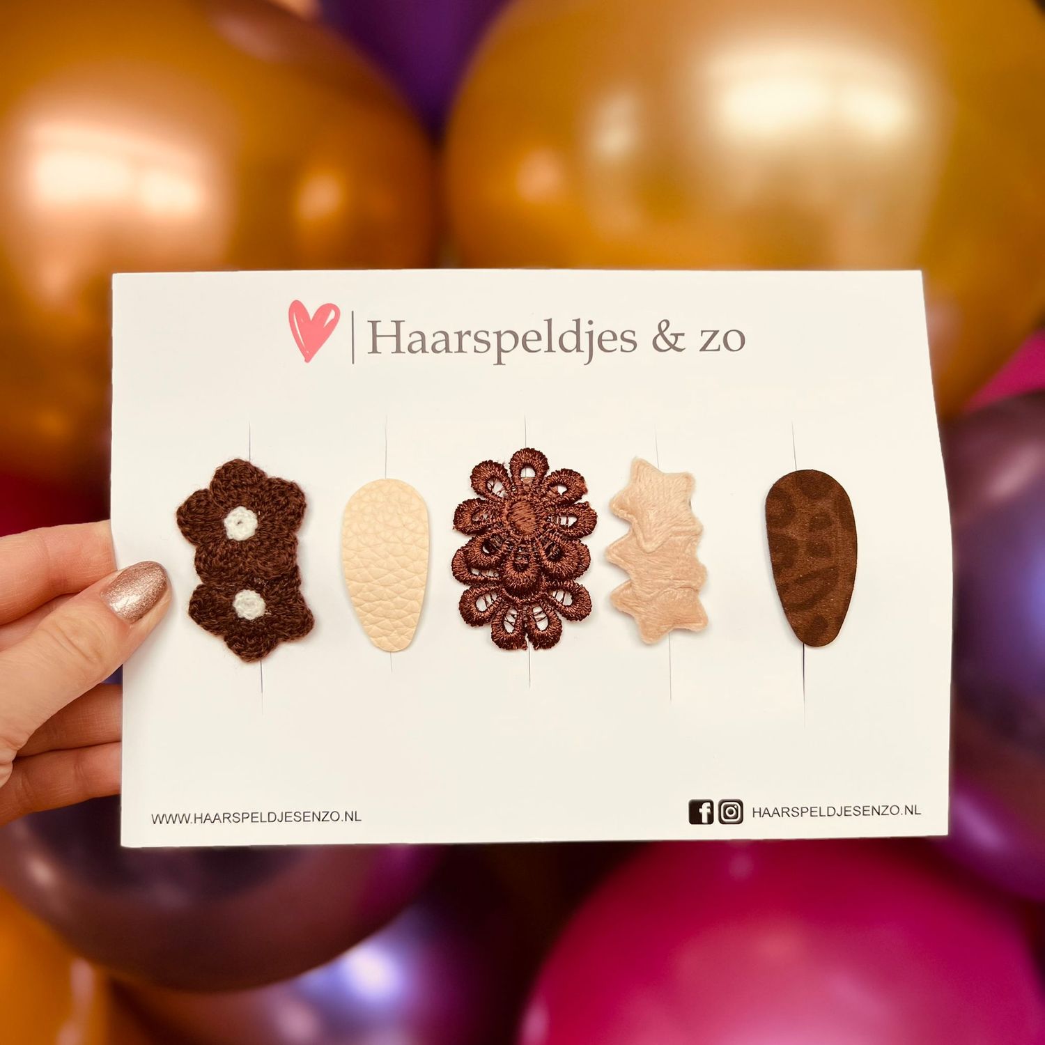 Haarspeldje antislip - baby&#39;s - kinderen - meisjes - mix - sterretjes - hartjes - bloemetjes - beige/bruin