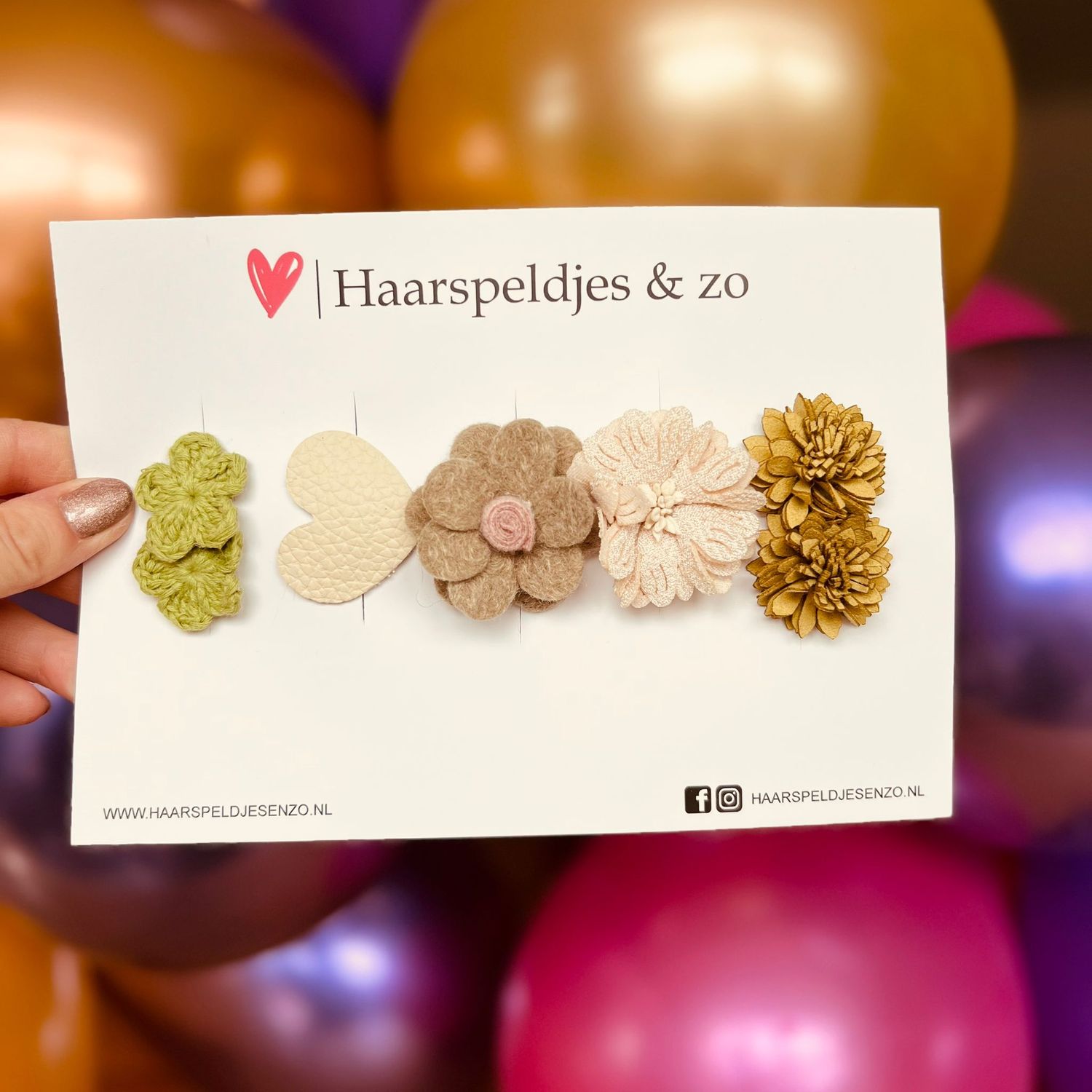 Haarspeldje antislip - baby&#39;s - kinderen - meisjes - mix - sterretjes - hartjes - bloemetjes - groen/beige