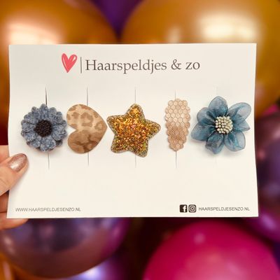 Haarspeldje antislip - baby&#39;s - kinderen - meisjes - mix - sterretjes - hartjes - bloemetjes - blauw - kerst - feestdagen - glitters - glimmend