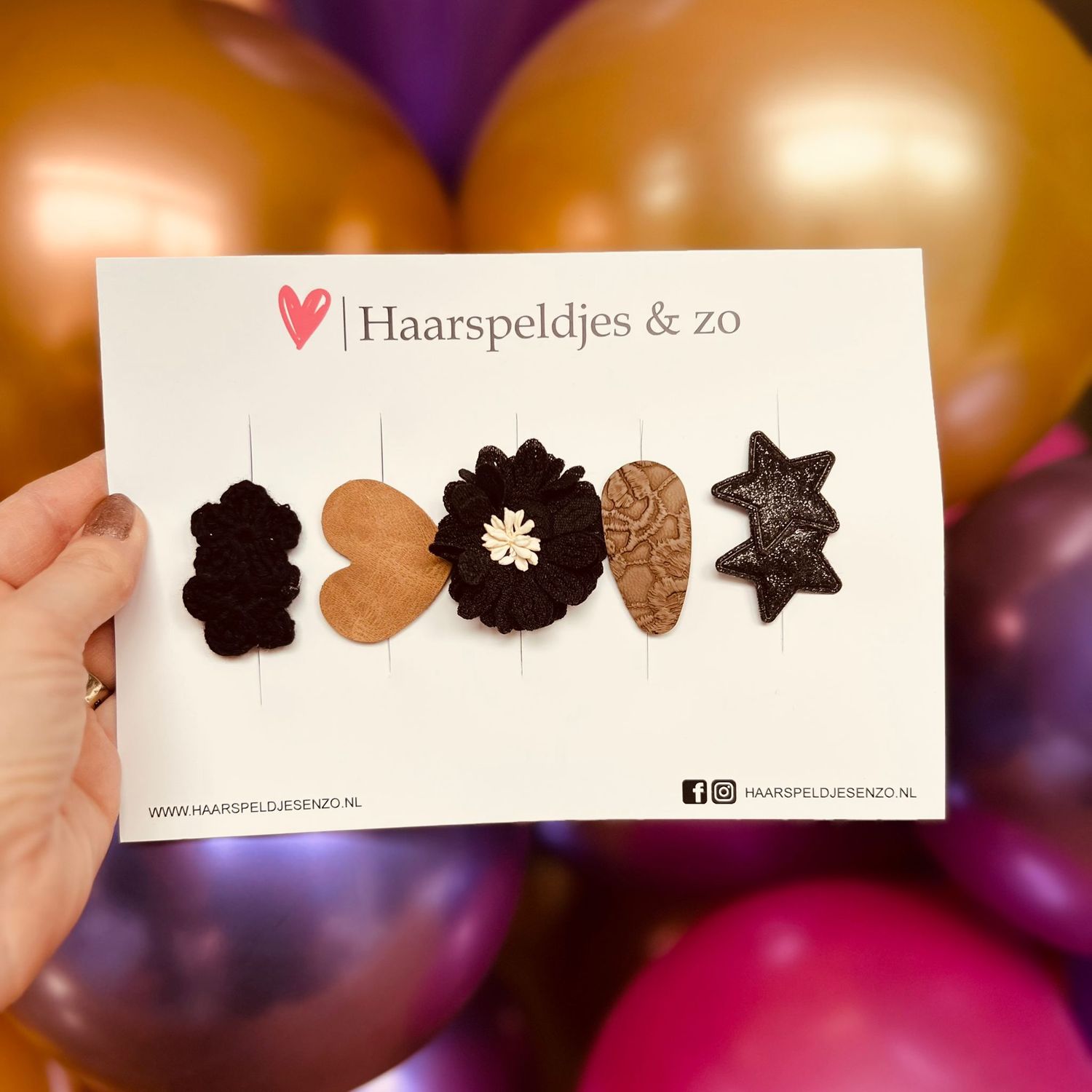 Haarspeldje antislip - baby&#39;s - kinderen - meisjes - mix - sterretjes - hartjes - bloemetjes - zwart/bruin - kerst - feestdagen - glitters - glimmend
