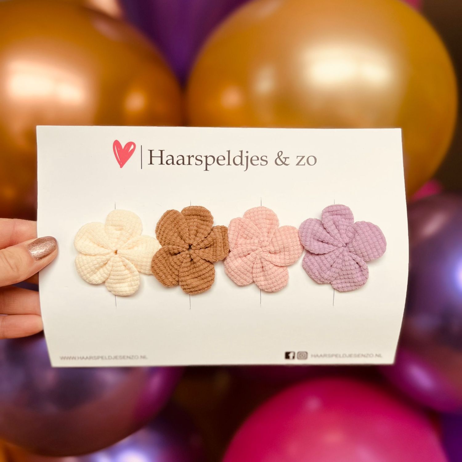 Haarspeldje antislip - baby&#39;s - kinderen - meisjes - mix - bloemetjes - beige/roze/bruin