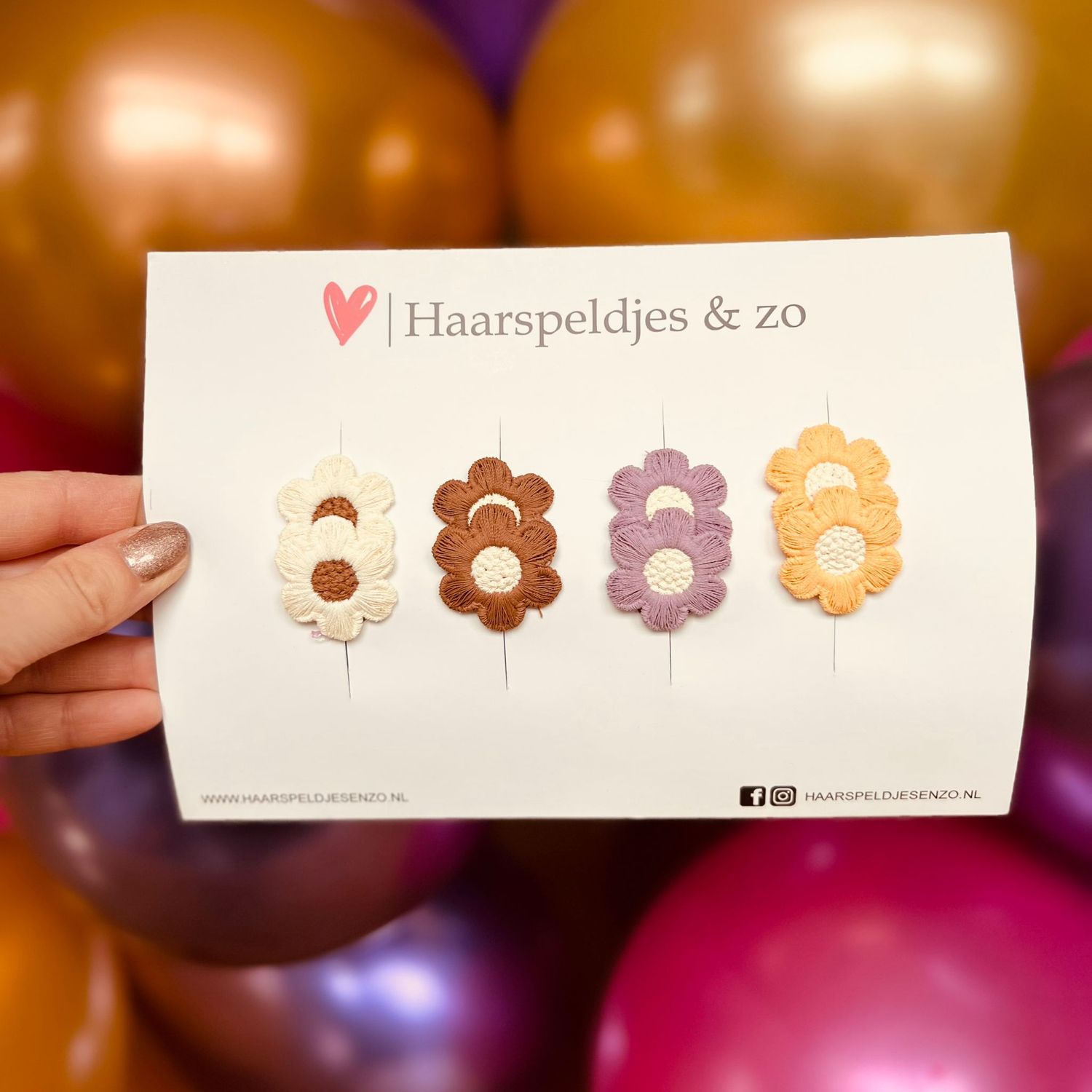 Haarspeldje antislip - baby&#39;s - kinderen - meisjes - mix - bloemetjes - beige/bruin/geel/paars