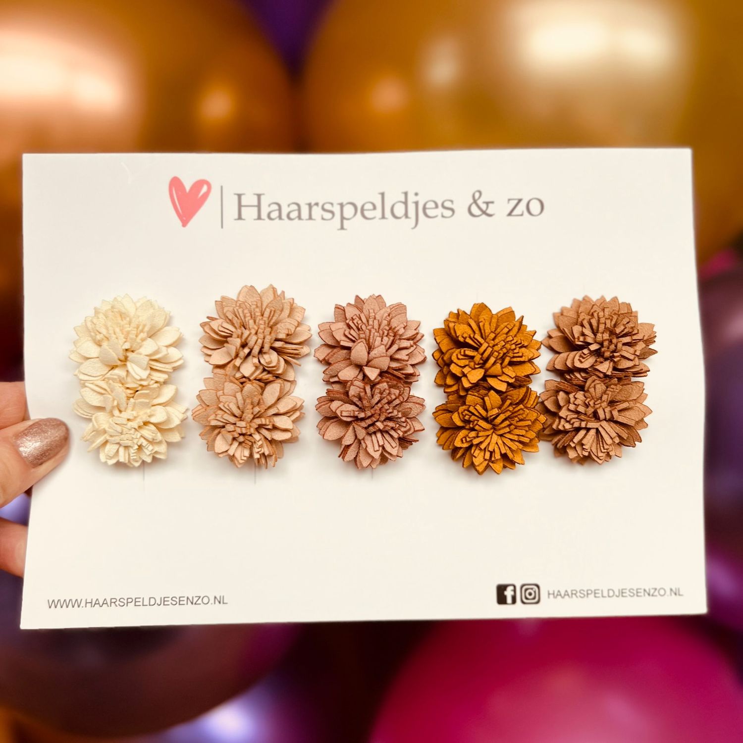 Haarspeldje antislip - baby&#39;s - kinderen - meisjes - mix - bloemetjes - bruintinten