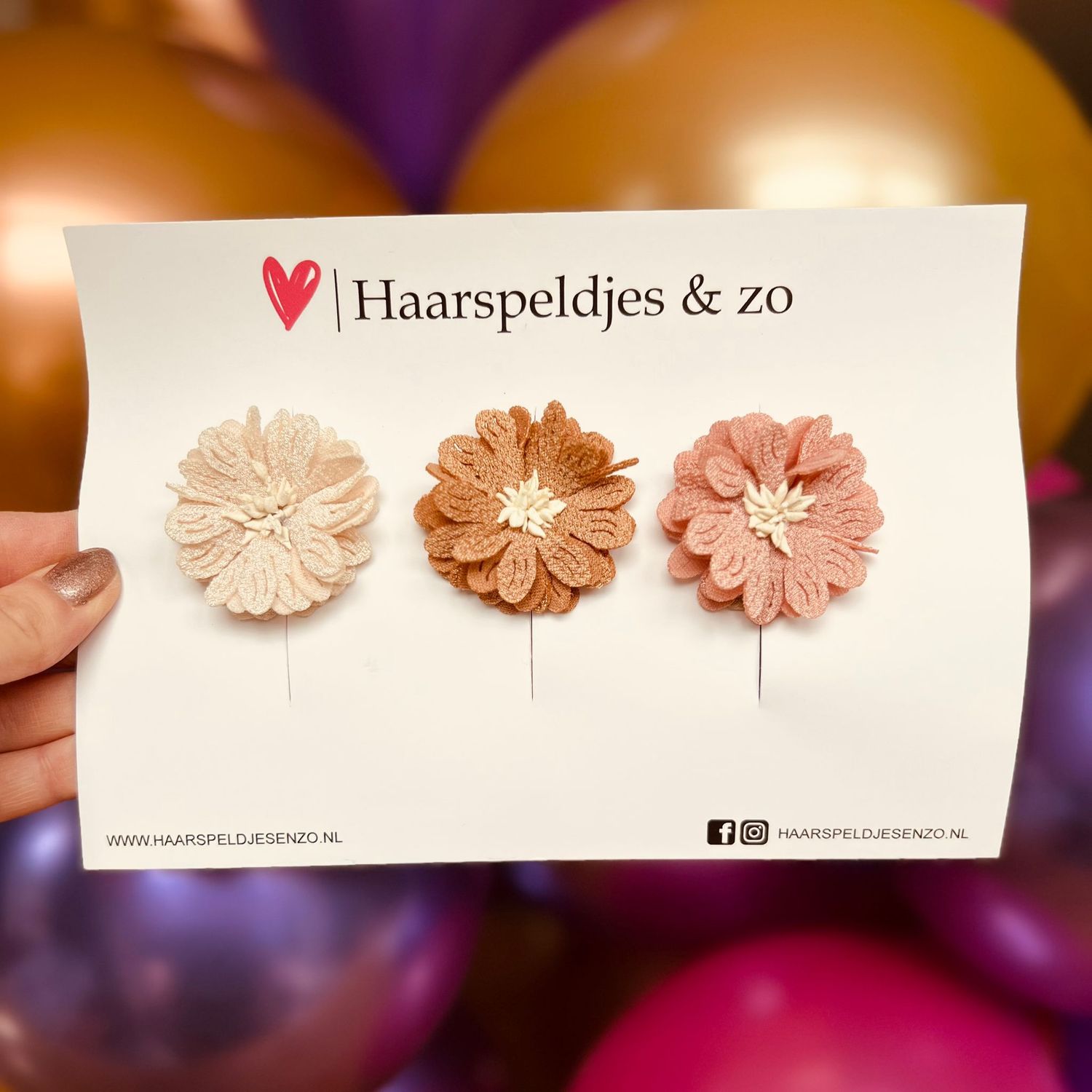 Haarspeldje antislip - baby&#39;s - kinderen - meisjes - mix - bloemetjes - beige/bruin/roze