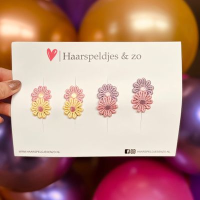 Haarspeldje antislip - baby&#39;s - kinderen - meisjes - mix - bloemetjes - geel/roze/paars
