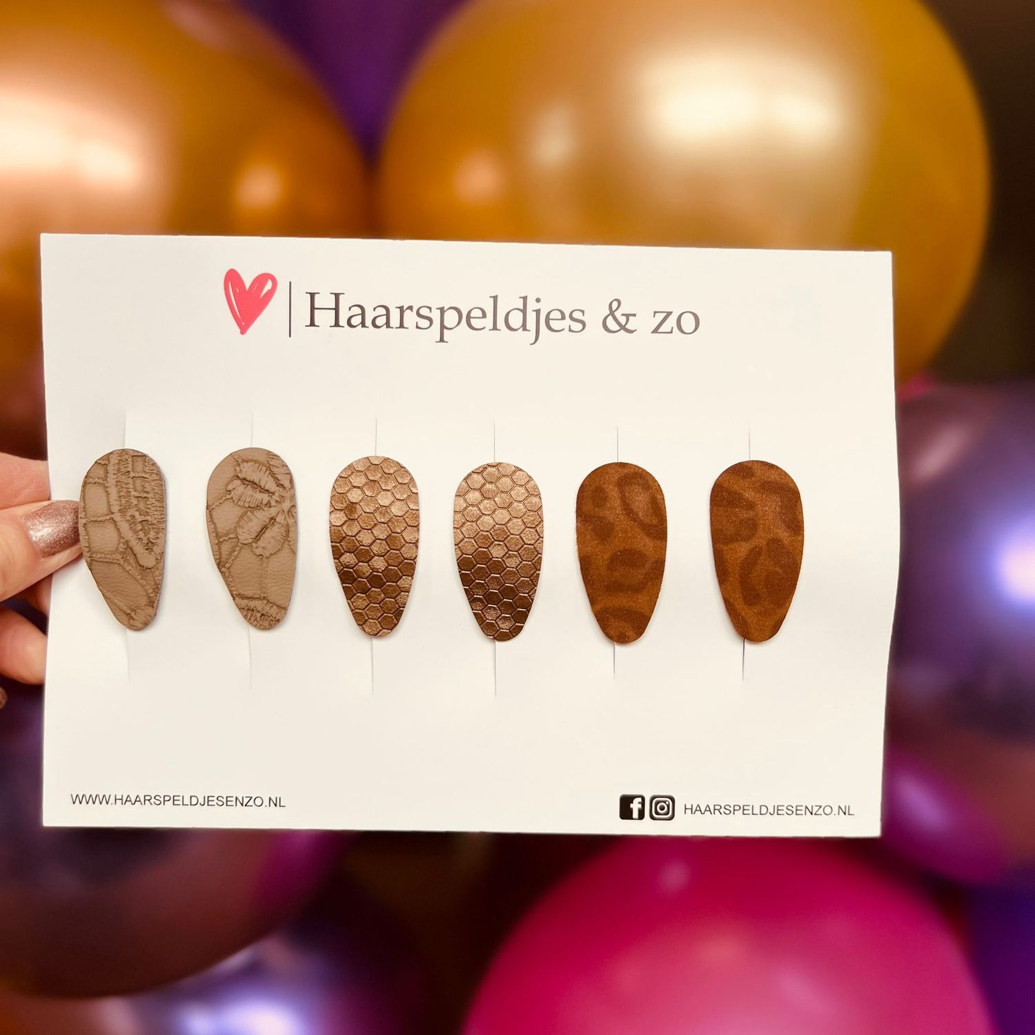 Haarspeldje antislip - baby&#39;s - kinderen - meisjes - mix - imitatieleer - bruin