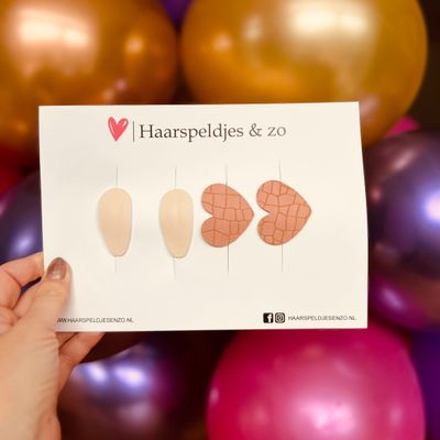 Haarspeldje antislip - baby&#39;s - kinderen - meisjes - mix - hartjes - imitatieleer - roze