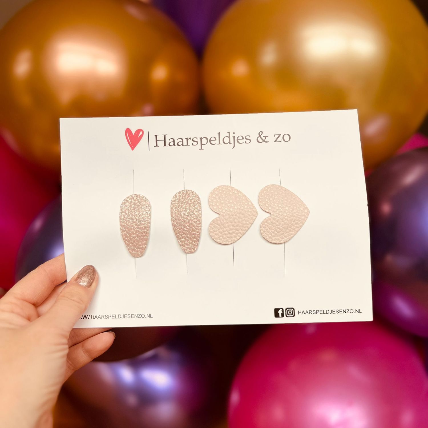 Haarspeldje antislip - baby&#39;s - kinderen - meisjes - mix - hartjes - imitatieleer - roze