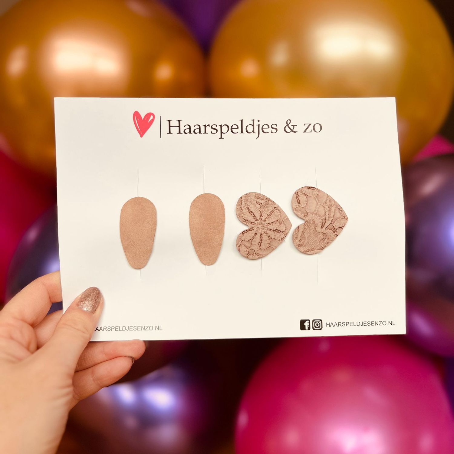 Haarspeldje antislip - baby&#39;s - kinderen - meisjes - mix - hartjes - imitatieleer - roze