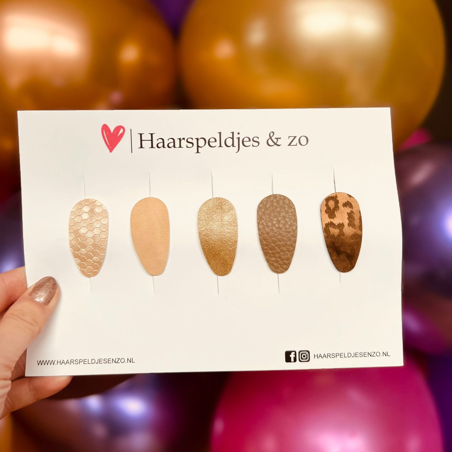 Haarspeldje antislip - baby&#39;s - kinderen - meisjes - mix - imitatieleer - beige/bruin