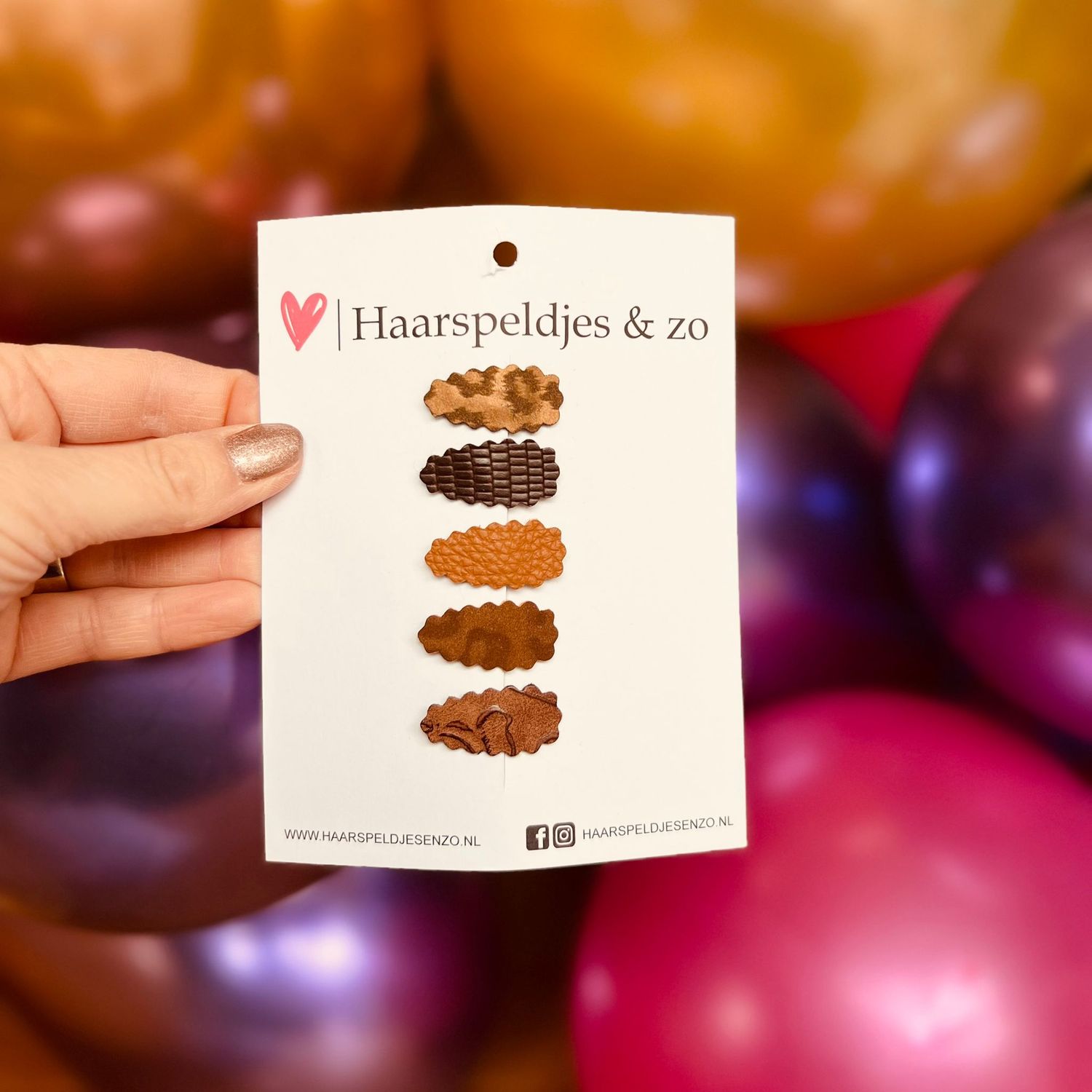 Baby haarspeldjes - mini - 2cm groot - voor de eerste lokjes haar - imitatieleer - bruin