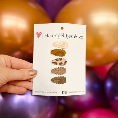 Baby haarspeldjes - mini - 2cm groot - voor de eerste lokjes haar - imitatieleer - beige/bruin