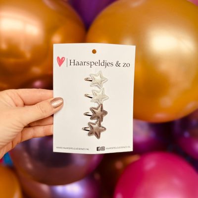 Baby haarspeldjes - mini - 2cm groot - try-out - mix - voor de eerste lokjes haar - sterretjes - zilver/grijs - glitters - kerst - feestdagen