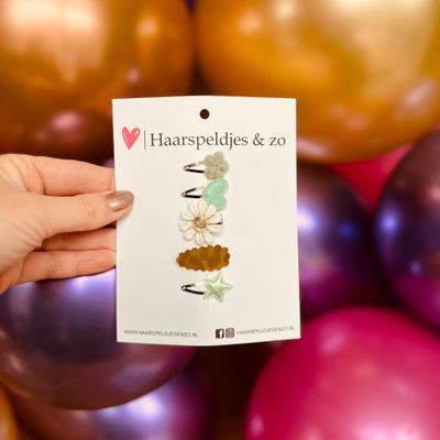 Baby haarspeldjes - mini - 2cm groot - voor de eerste lokjes haar - imitatieleer - bloemetjes - hartjes - sterretjes - kerst - feestdagen - glitters - groen