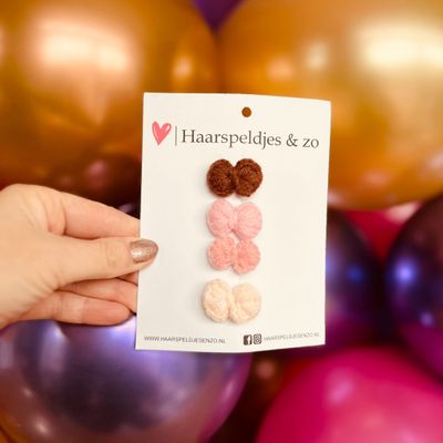 Mini clip - baby haarspeldjes - mini - 2cm groot - voor de eerste lokjes haar - alligator clip - strikjes - roze/bruin