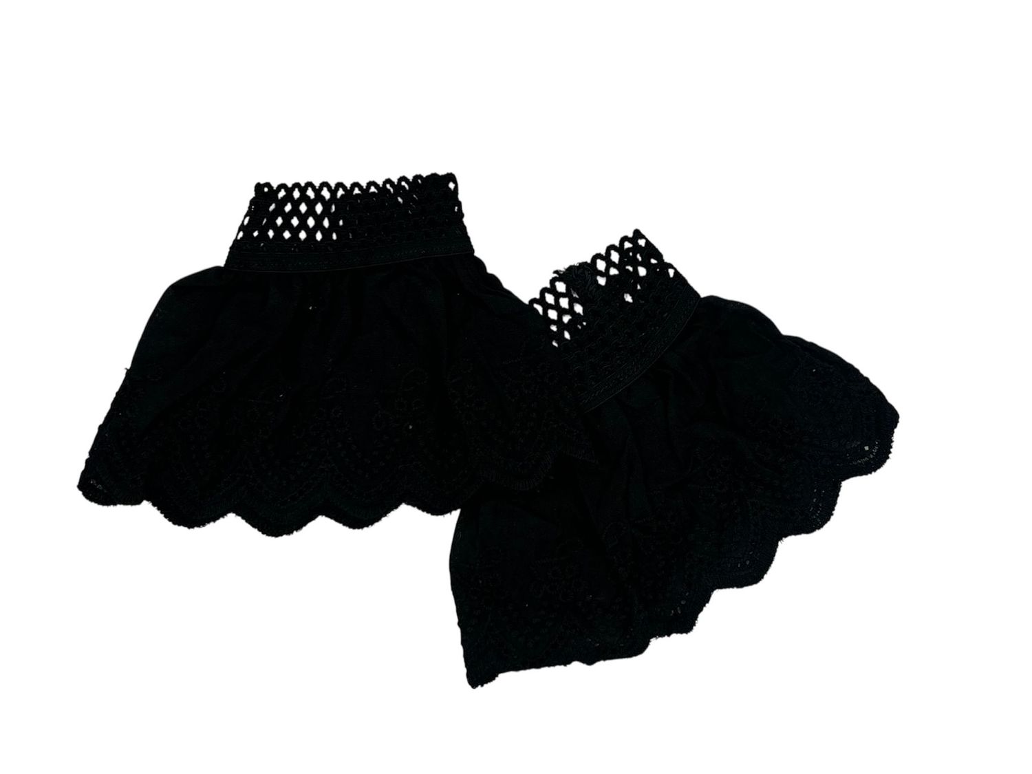 Zwarte embroidery manchetten - mouwtjes - met elastiek - rekbaar