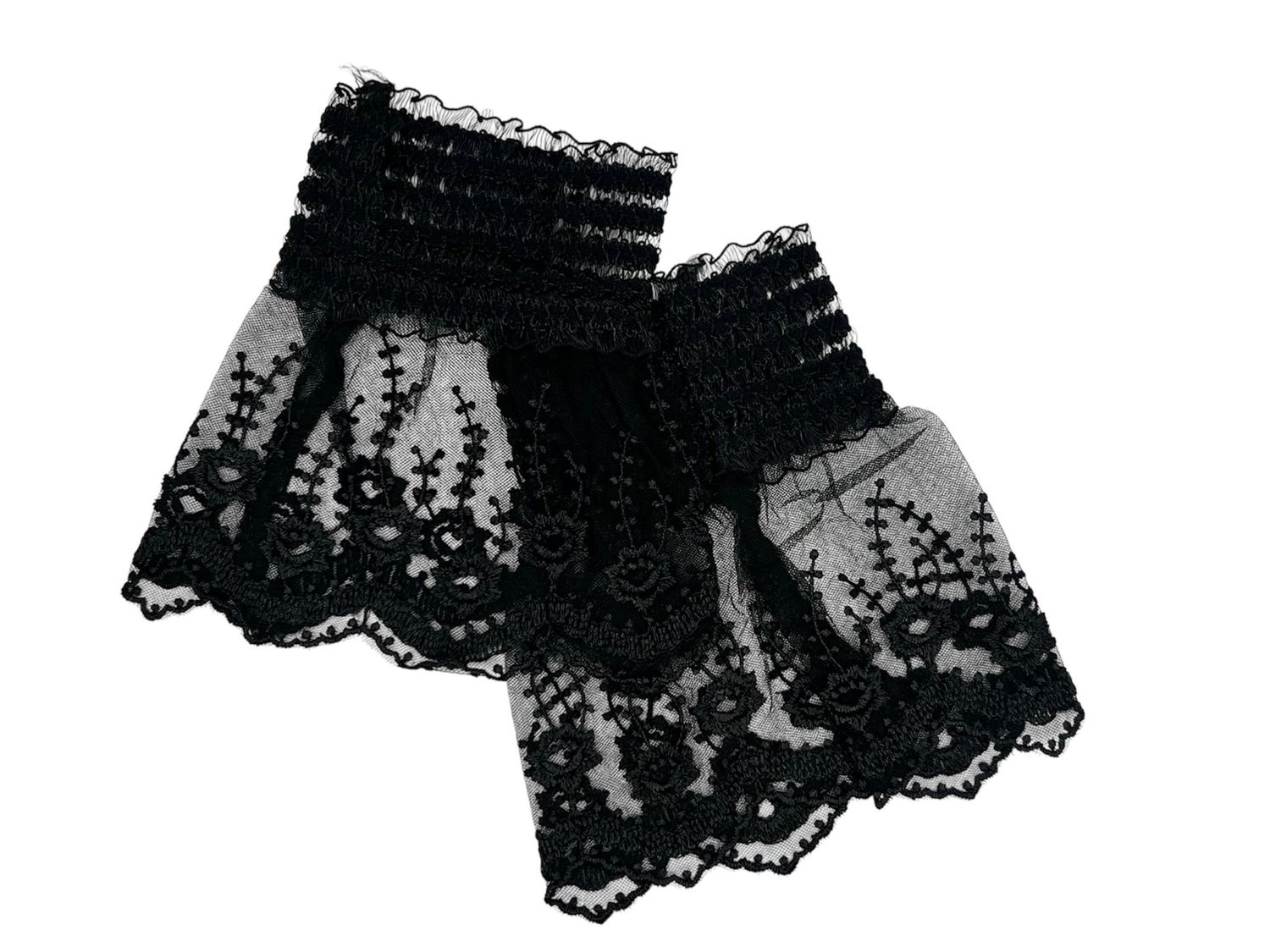 Zwarte kanten manchetten - mouwtjes - met elastiek - rekbaar