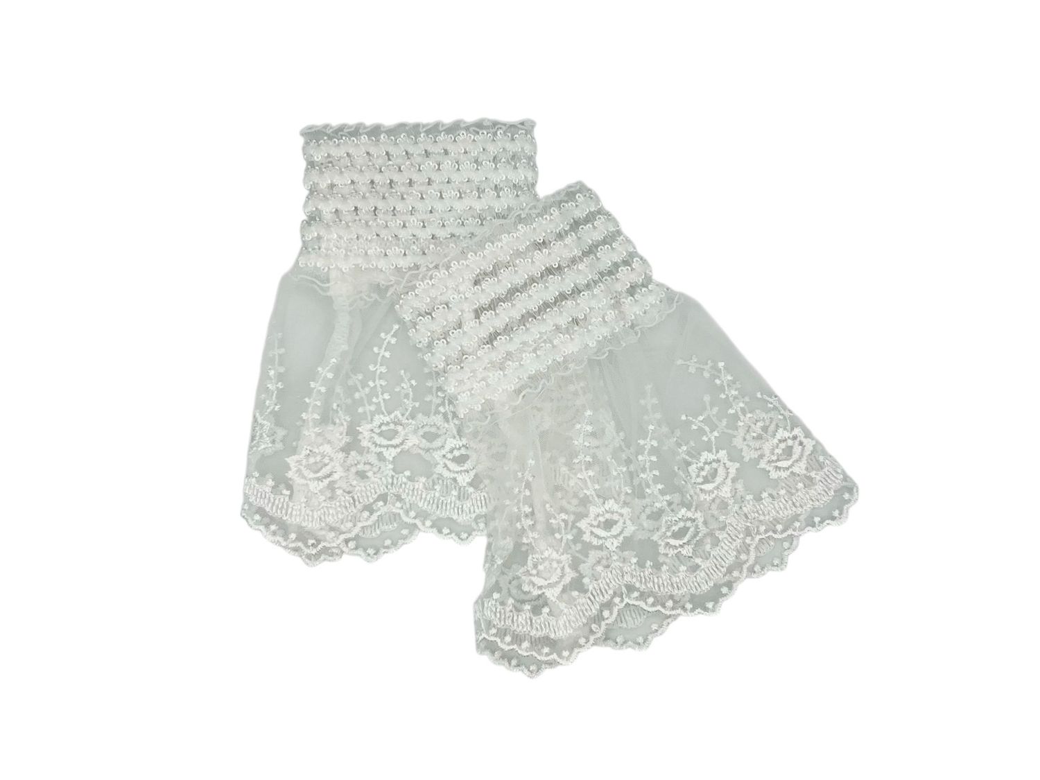 Witte kanten manchetten - mouwtjes - met elastiek - rekbaar
