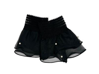 Zwarte kanten manchetten - mouwtjes - met elastiek - met parels - rekbaar