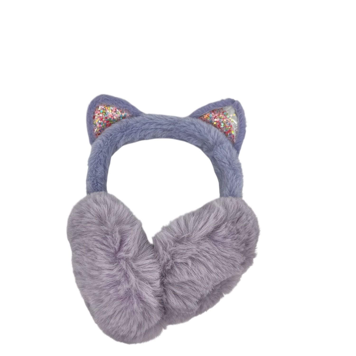 Oorwarmers kind - winter - warm - meisjes - paars - kattenoortjes - met glitter sterretjes