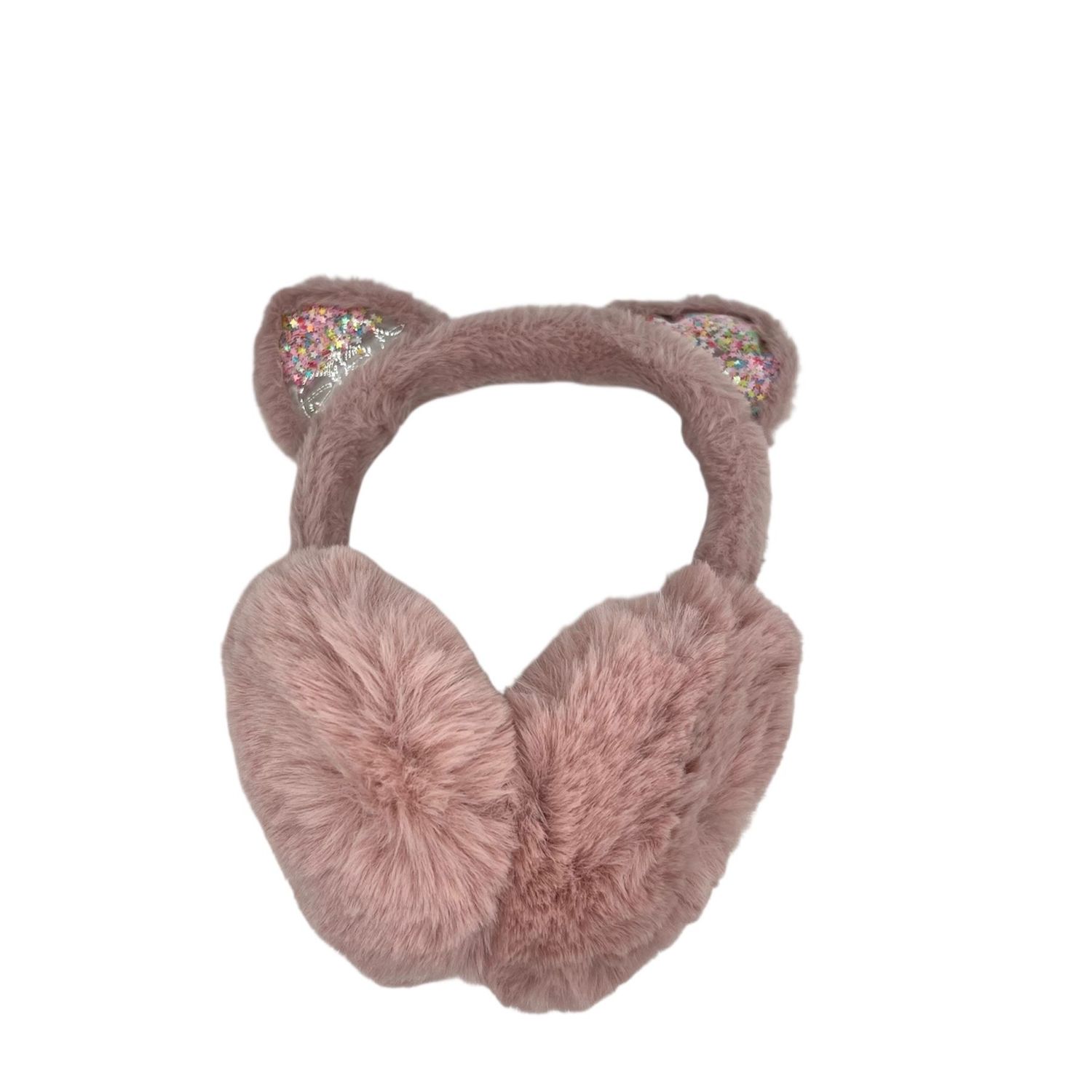 Oorwarmers kind - winter - warm - meisjes - oudroze - kattenoortjes - met glitter sterretjes