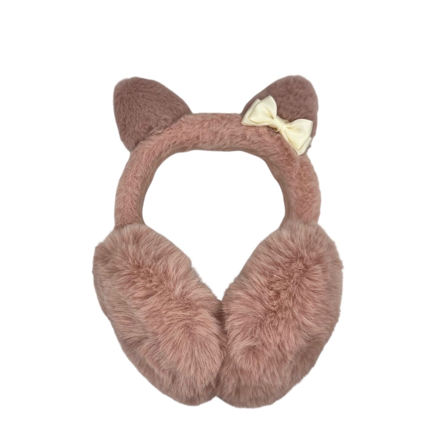 Oorwarmers kind - winter - warm - meisjes - oudroze - kattenoortjes - met strikje